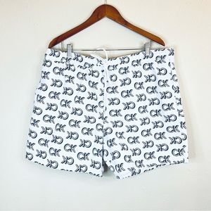 Calvin Klein Men’s Logo Signature White Black Swim Trunk Shorts Sz XXL NWT
